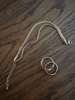 Atolea bundle - layered bracelet + stackable ring / 14k gold plated - Waterproof